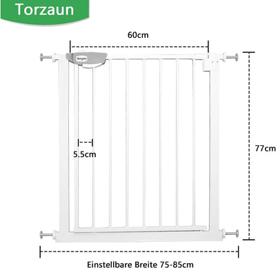 UISEBRT Türschutzgitter Ohne Bohren Treppenschutzgitter für Kinder 75-85cm breit, Auto-Close Baby Sc