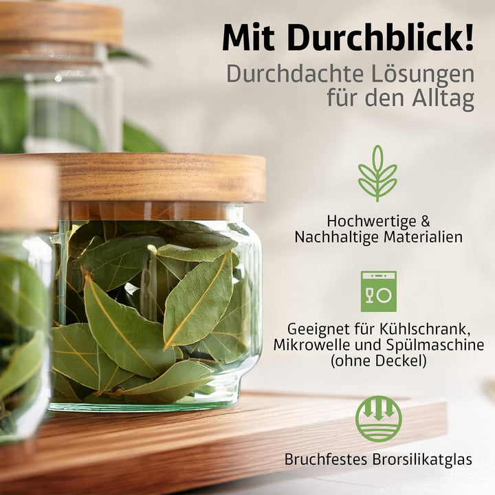 ElbFuchs® Vorratsgläser mit Deckel luftdicht NEU | 4x 300ml [BPA-FREI & MOTTENSICHER] Vorratsdosen a