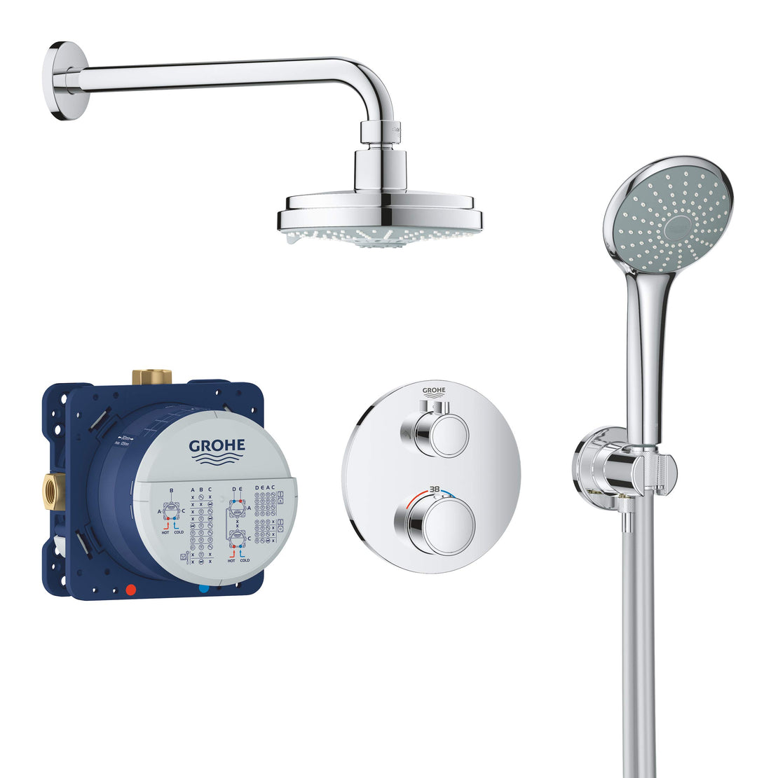 GROHE Grohtherm | Duschsystem Unterputz mit Rainshower Cosmopolitan 160 | Chrom | 34735000, 210 mm 2
