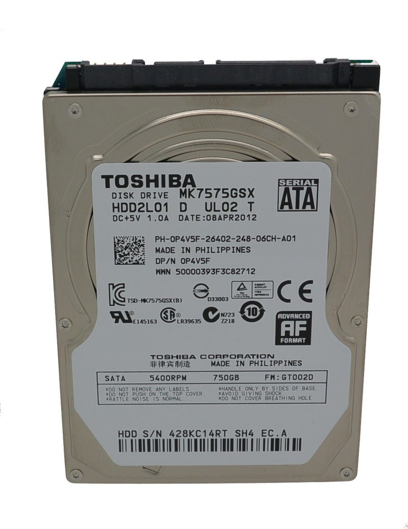 Toshiba MK7575GSX interne Festplatte 750GB (6,4 cm (2,5 Zoll), 5400rpm, 8MB Cache, SATA)