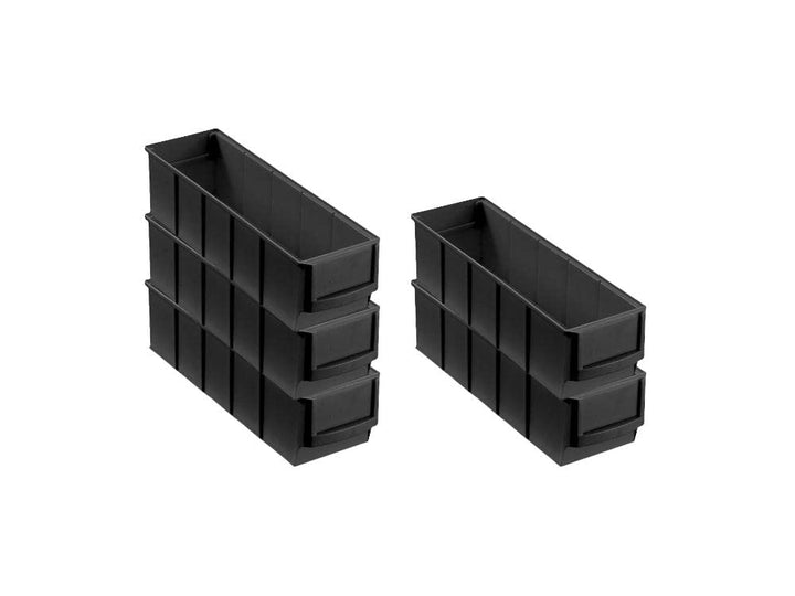SparSet 5x Leitfähige Industriebox 300 S | HxBxT 8,1x9,1x30cm | 1,6 Liter | ESD, Sichtlagerkasten, S