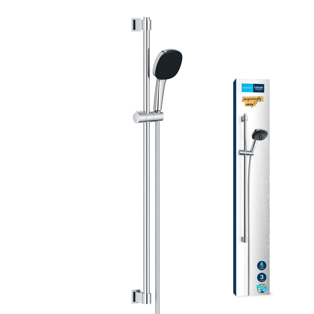 GROHE Vitalio 110, Duschset wassersparend, 8l pro Min (Duschstangenset mit: Duschkopf 3 Strahlarten,