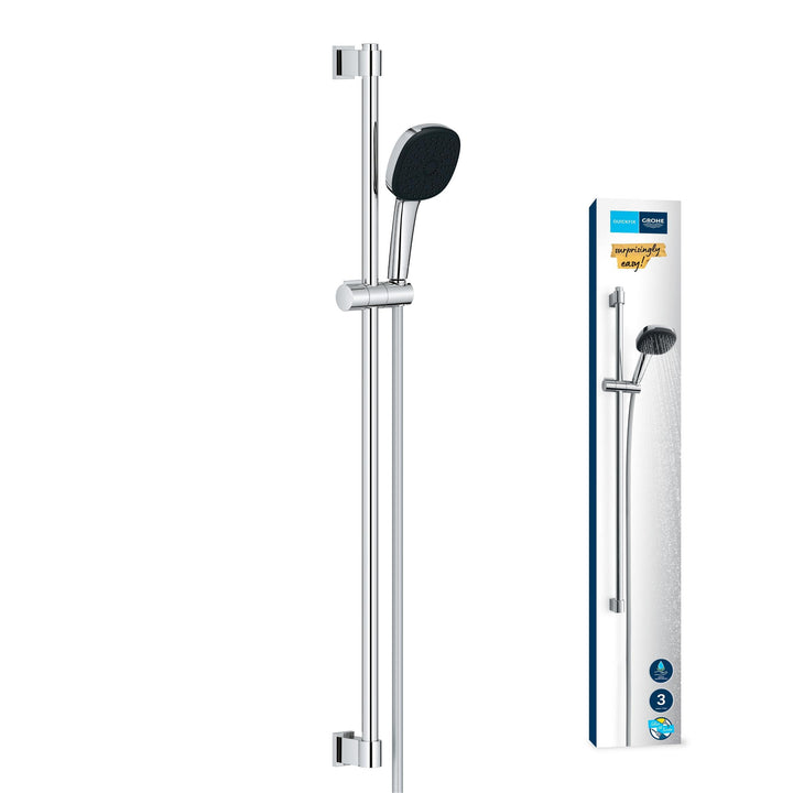 GROHE Vitalio 110, Duschset wassersparend, 8l pro Min (Duschstangenset mit: Duschkopf 3 Strahlarten,