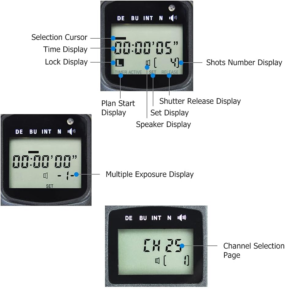 JJC Wireless Remote Shutter Release Control Zeitraffer-Intervallmesser-Timer für Nikon D5500 D5600 D