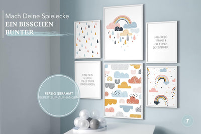 Papierschmiede® Bilder Kinderzimmer Kids Mood Poster Set Wolkentraum, Gerahmte Bilder fürs Kinderzim