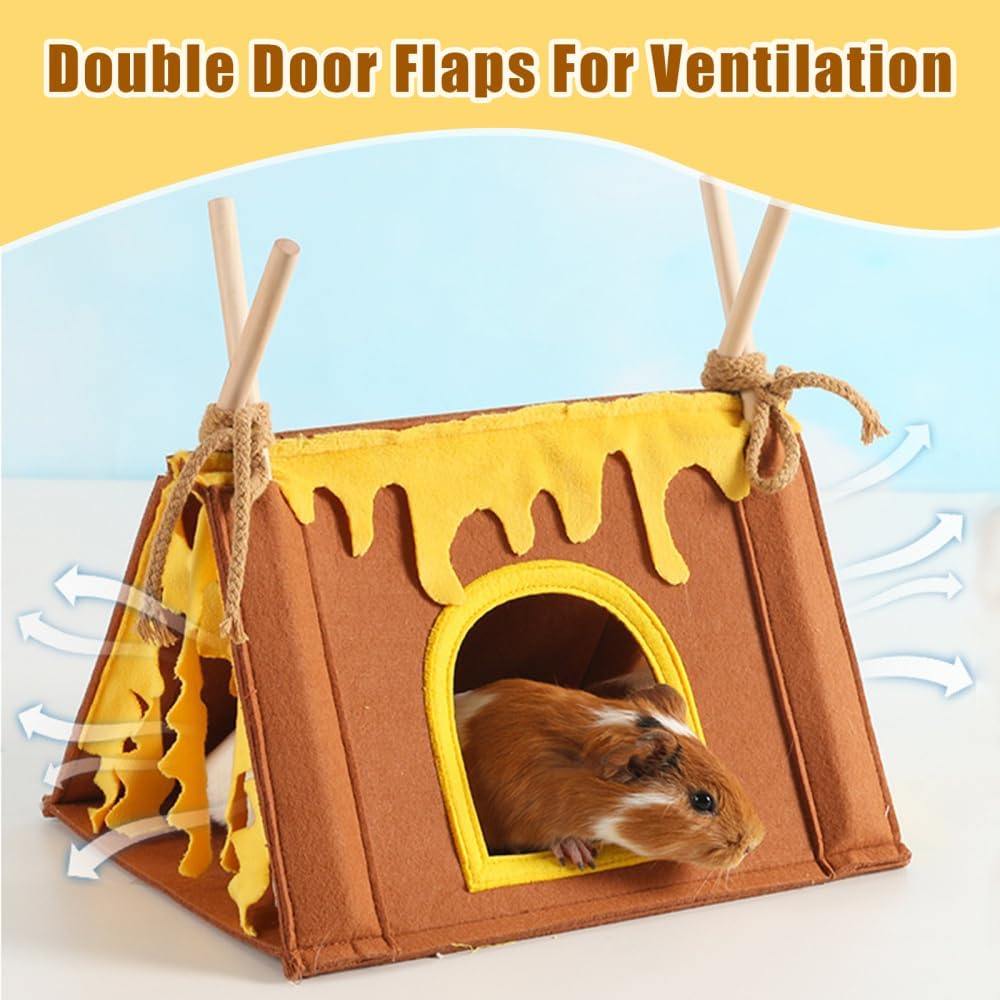 MiOYOOW Meerschweinchenversteck, Hamsterversteck mit Vorhang, Kleintier Spielbett, Kleintierhaus Kus