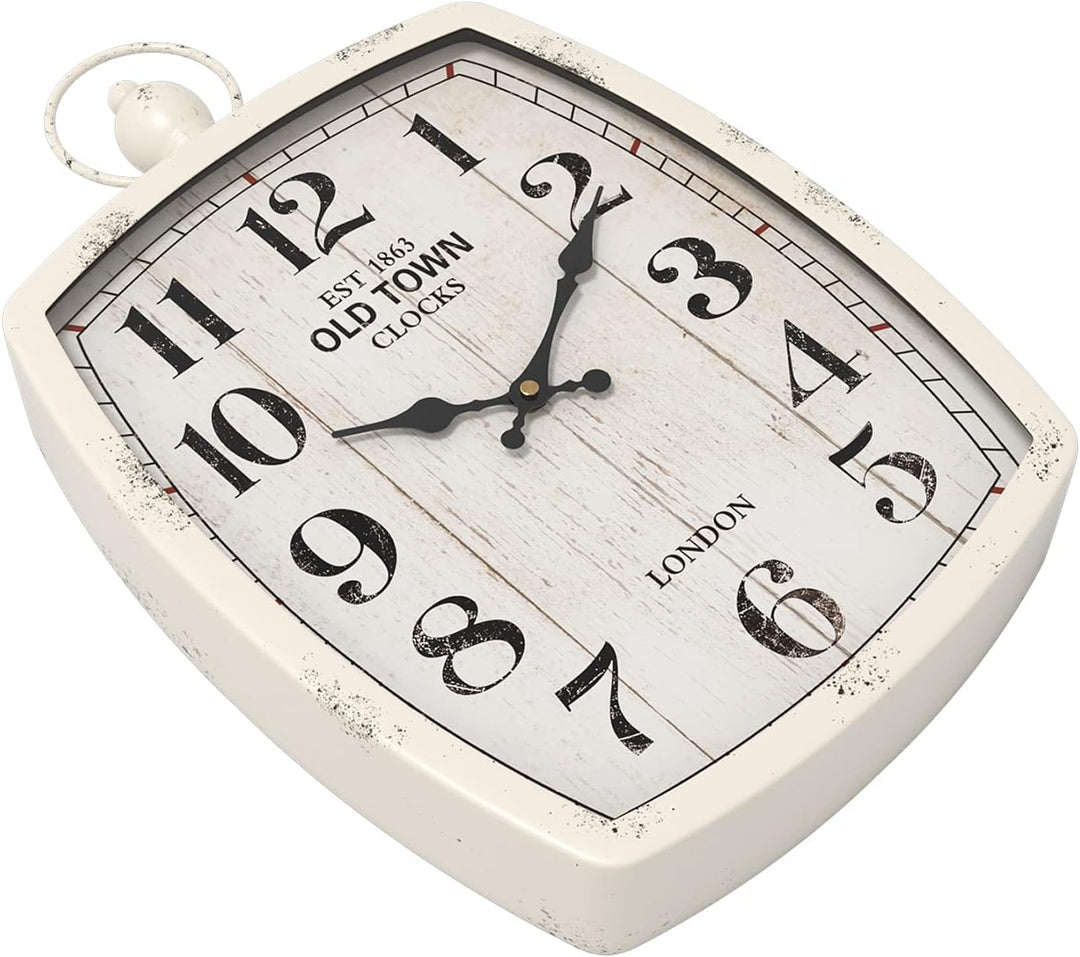 Menterry Rechteck Retro-Wanduhr, altmodisches antikes Design, rustikaler Vintage-Stil, batteriebetri