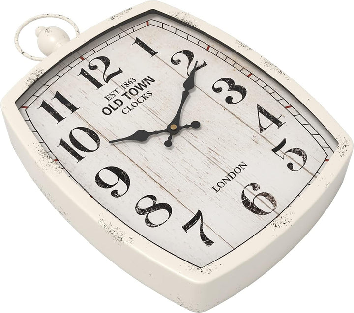 Menterry Rechteck Retro-Wanduhr, altmodisches antikes Design, rustikaler Vintage-Stil, batteriebetri