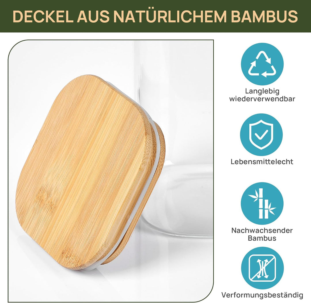 Vtopmart 12er Set Vorratsgläser Mit Deckel, Vorratsdosen Glas Mit Deckel, Vorratsgläser Mit Holzdeck