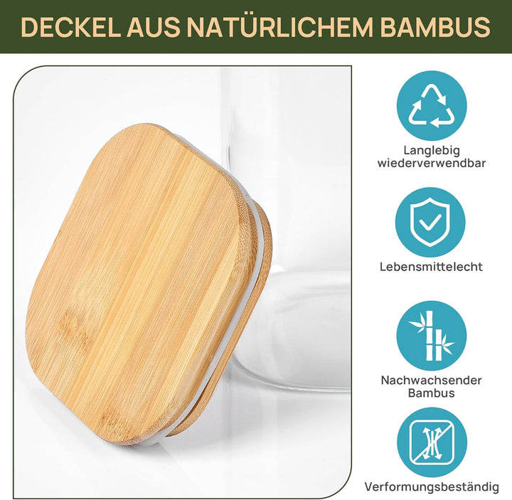 Vtopmart 12er Set Vorratsgläser Mit Deckel, Vorratsdosen Glas Mit Deckel, Vorratsgläser Mit Holzdeck