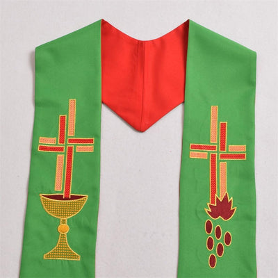 BLESSUME Kirche Stola Priester Masse Umkehrbare Gestickte Stola Weiss & Lila (Muster 1)