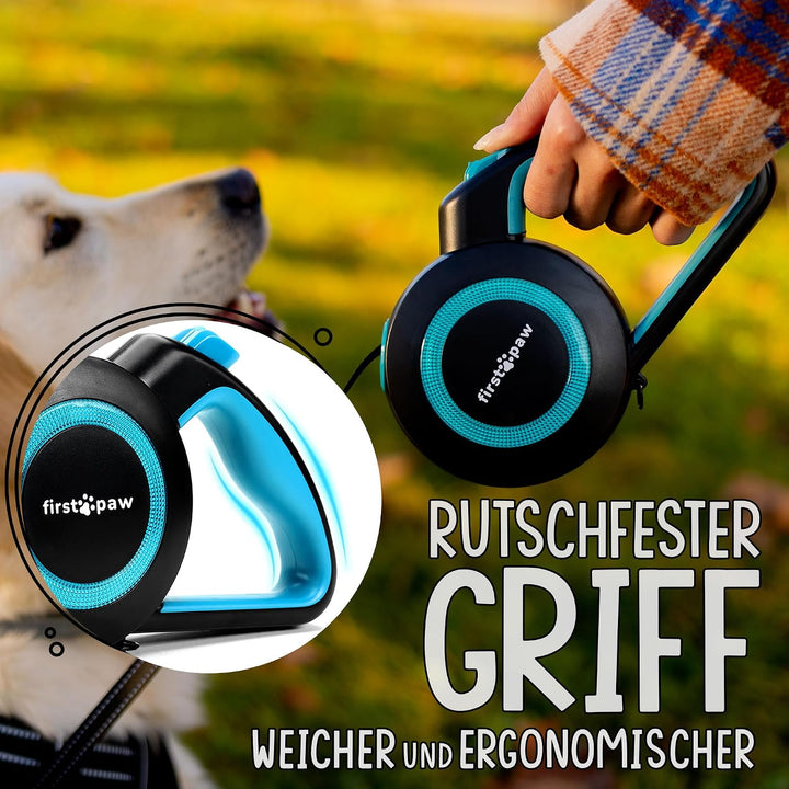 Hundeleine für kleine und mittelgrosse Hunde (bis zu 20kg), 5m Lange Hundeleine ausziehbar mit Beque