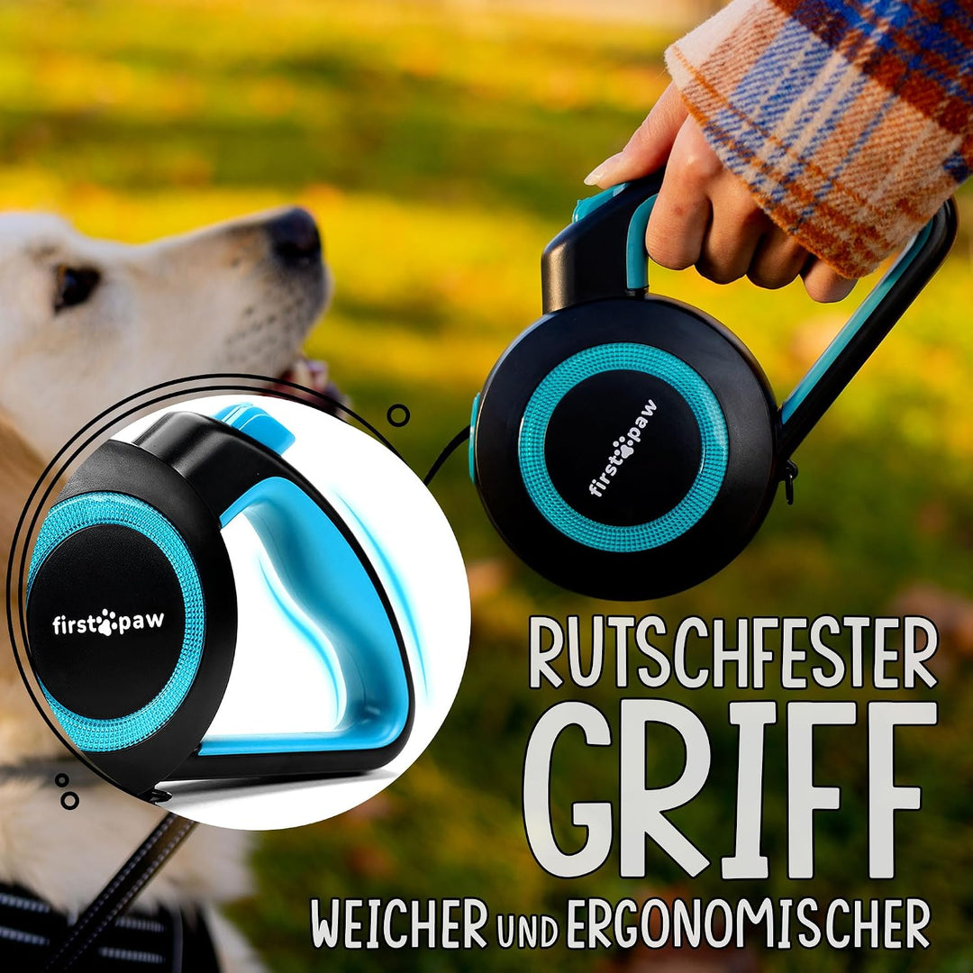 Hundeleine für kleine und mittelgrosse Hunde (bis zu 50kg), 5m Lange Hundeleine ausziehbar mit Beque