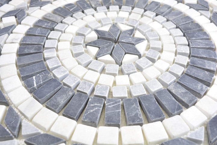 Naturstein Mosaik Einleger Fliese Gross Travertin anthrazit schwarz weiss für WANDDEKO BAD WC KÜCHEN