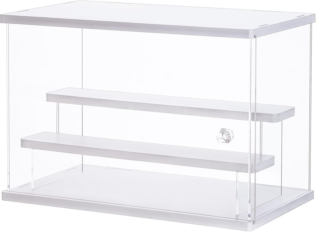 ECOSEAO Acryl Vitrine, transparente Aufbewahrungsbox mit Schiebetür, staubdichter Schutz, Aufbewahru