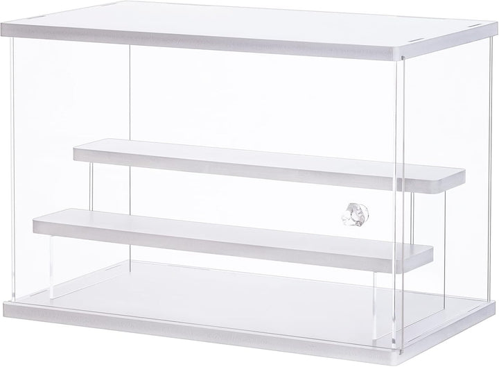 ECOSEAO Acryl Vitrine, transparente Aufbewahrungsbox mit Schiebetür, staubdichter Schutz, Aufbewahru