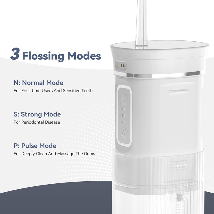 Munddusche Kabellos - Munddusche Testsieger Water Flosser for Teeth 3 Modi & 4 Düsen, IPX7 Wasserdic