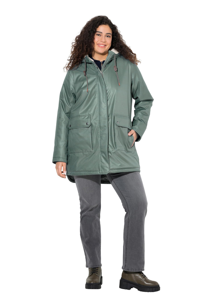 Ulla Popken Damen Hyprar Funktions-steppjacke, Wasserdicht, Teddyfleece Jacken 42-44 Grau, 42-44 Gra