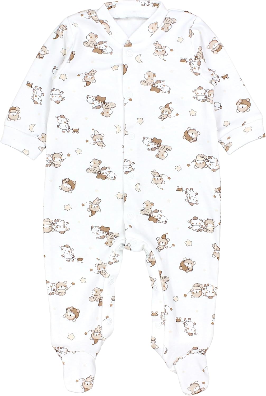 TupTam Baby Jungen Schlafstrampler Langarm Strampler Schlafanzug mit Fuss 3er Pack 50 Bärchen Sterne