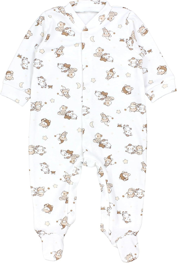 TupTam Baby Jungen Schlafstrampler Langarm Strampler Schlafanzug mit Fuss 3er Pack 50 Bärchen Sterne