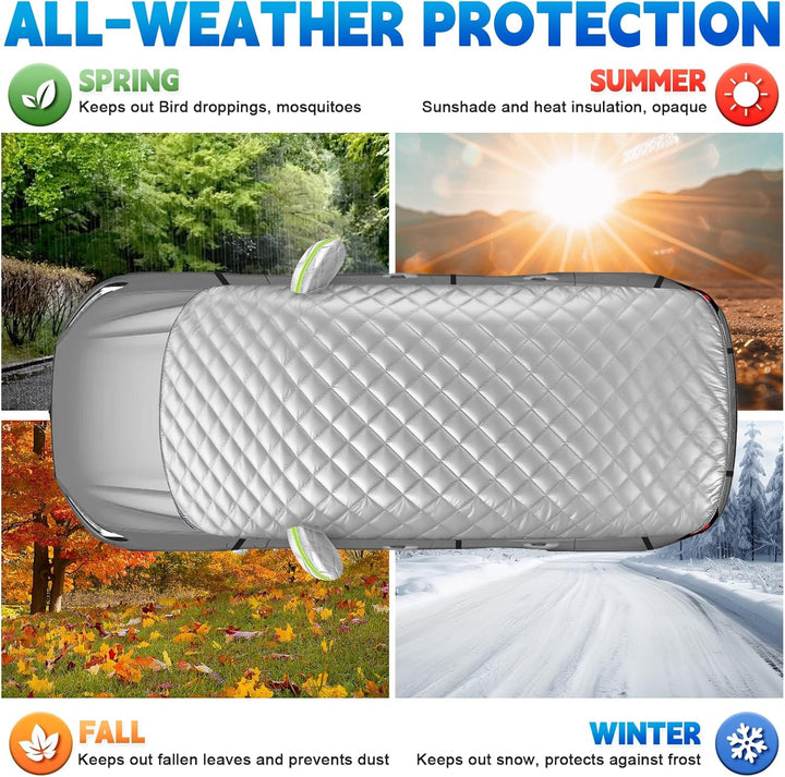 Halbgarage für Volvo XC60 2009-2025, Halbe Autoabdeckung Winter Sommer, Abdeckplane Auto Wasserdicht