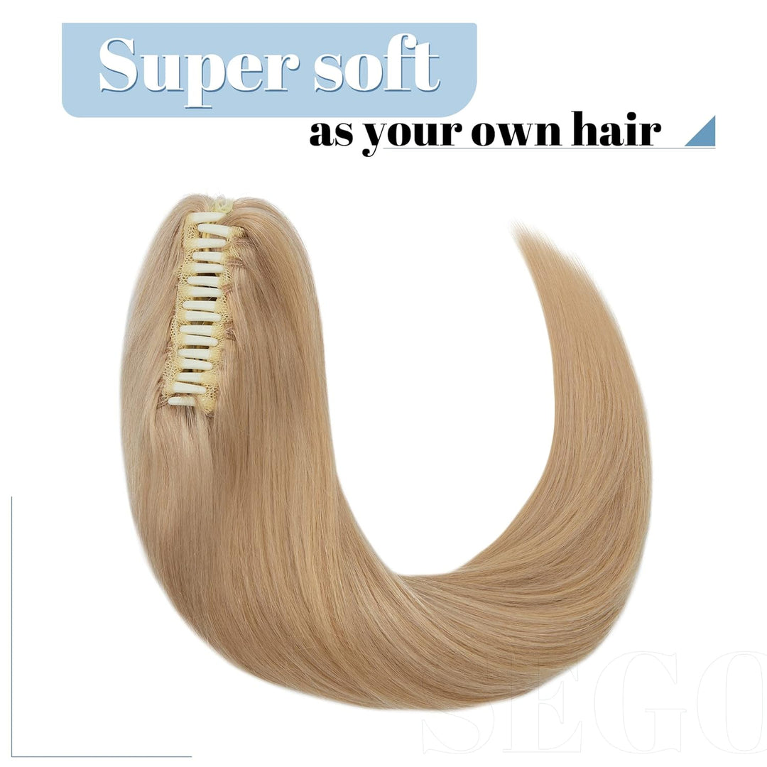 SEGO Ponytail Extension Echthaar mit Klammer Pferdeschwanz Zopf Clip in Haarteil Haarverlängerung 10
