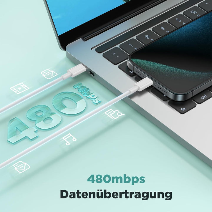 USB C Ladegerät 20W mit Ladekabel für iPhone 17 16 15/17 16 15 Pro/17 16 15 Pro Max/17Air/16 15 Plus