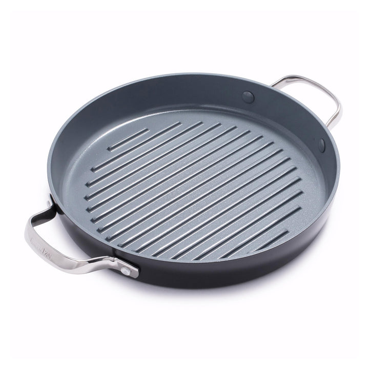 GreenPan Valencia Pro Harteloxierte Gesunde Keramik Antihaft 28 cm Runde Grillpfanne, PFAS-frei, Ind