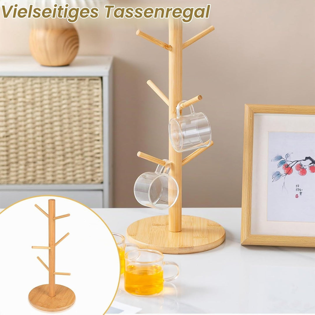 2 Stück Brezelständer Holz, 16x36cm Brezenständer 6-armig Vielseitig als Tassenständer Wurstständer