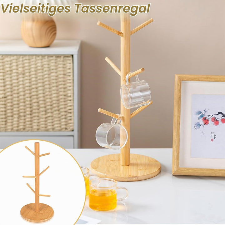 2 Stück Brezelständer Holz, 16x36cm Brezenständer 6-armig Vielseitig als Tassenständer Wurstständer