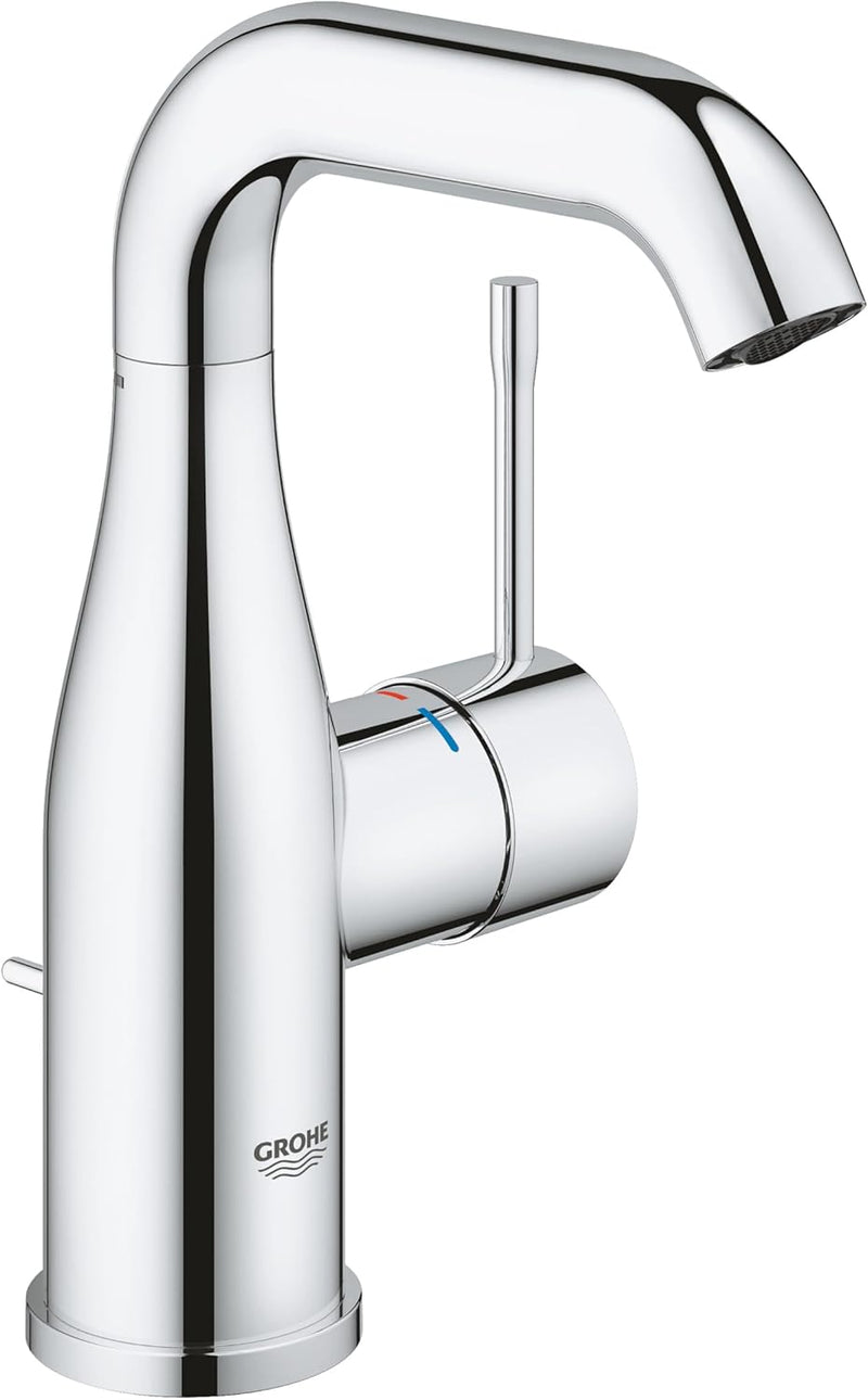 GROHE Essence - Badarmatur - Einhand-Waschtischarmatur (M-Size, mit Temperaturbegrenzer, Einlochmont