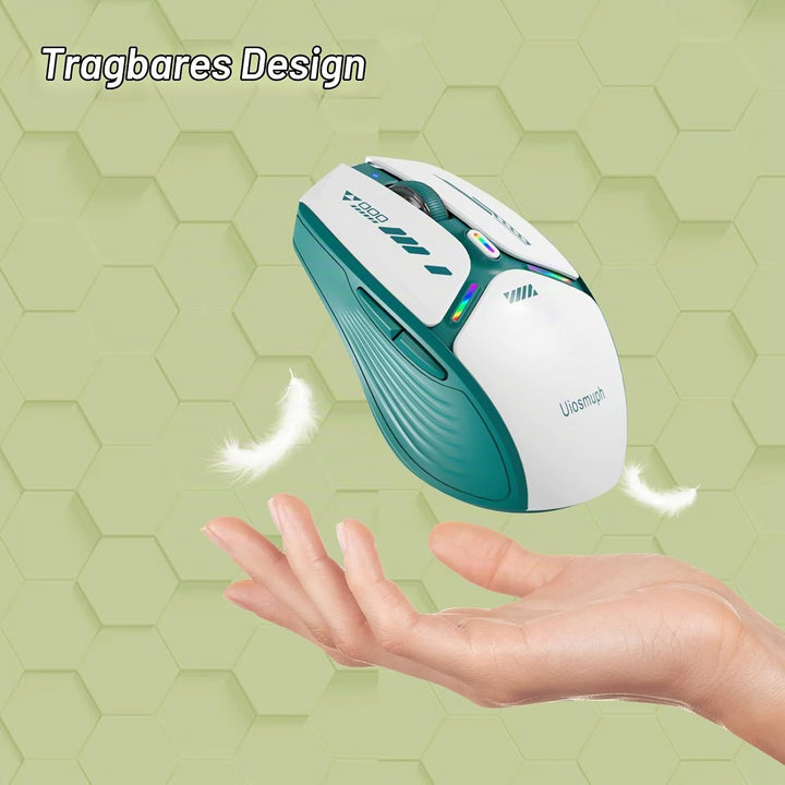 Uiosmuph G19 Bluetooth Maus, LED Bluetooth Funkmaus (Tri-Mode: BT 5.1/5.0+2.4G), Batteriestand sicht