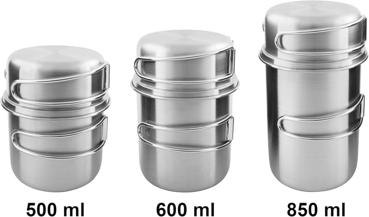 Tatonka Handle Mug Set (500/600 / 850 ml) – Becherset aus rostfreiem Edelstahl bestehend aus Tasse u