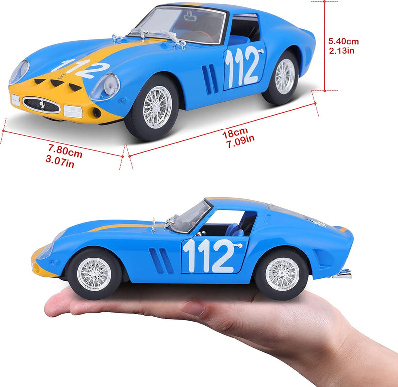 Bburago 18-26305 Ferrari 250 GTO Modellauto 1:24, Blau/Gelb