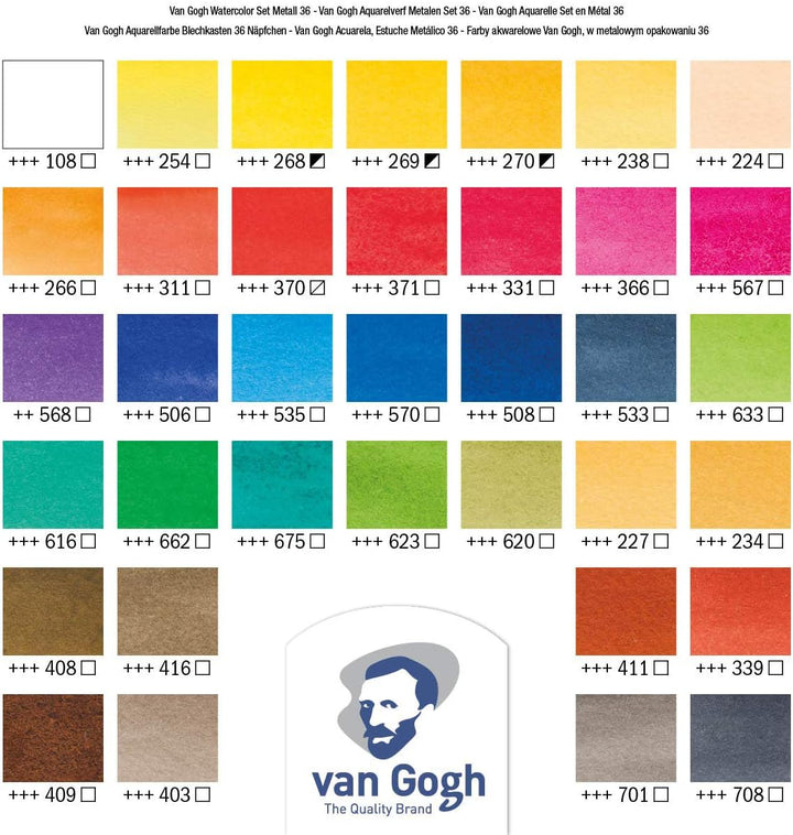 Van Gogh Royal Talens Van Gogh Künstler-Aquarellfarben, Metallbox, Set mit 36 verschiedenen Farben 1
