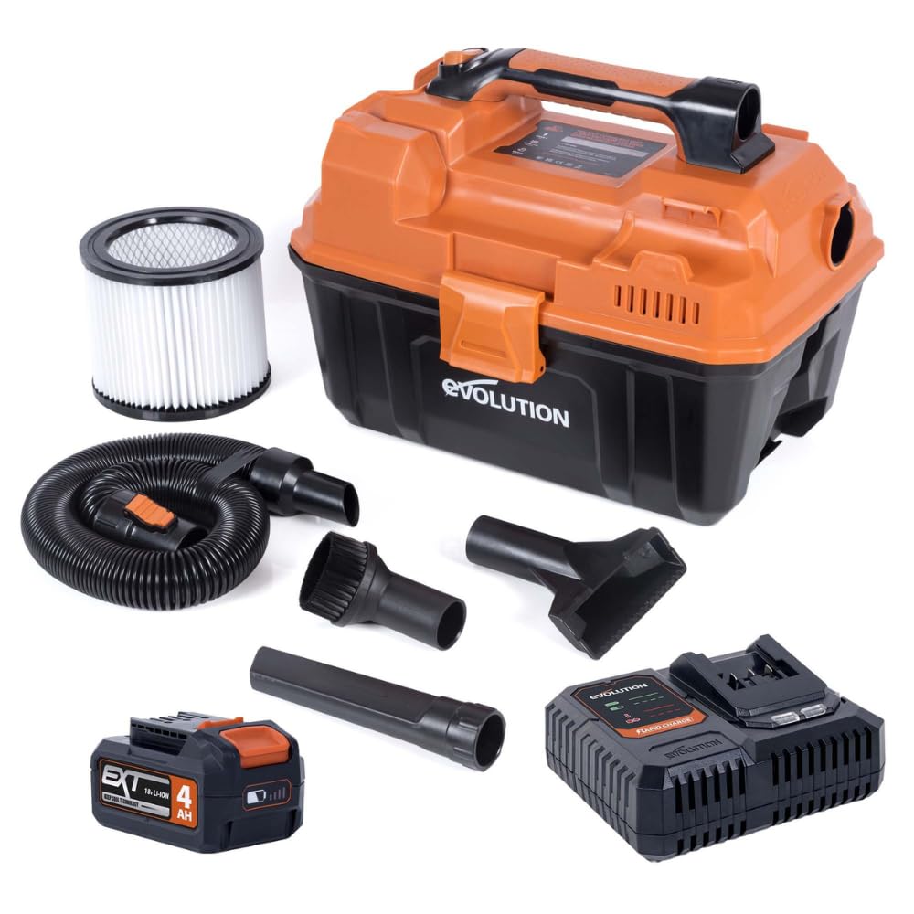 Evolution Power Tools R11VAC-Li Kabelloser Nass- und Trockensauger und Staubabsauger mit leistungsst