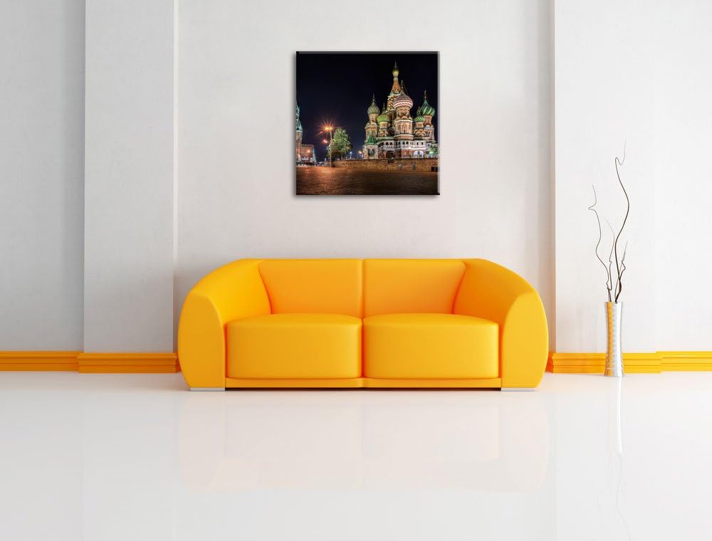 Pixxprint Basilius Kathedrale in Moskau als Leinwandbild | Grösse: 70x70 cm | Wandbild| Kunstdruck |