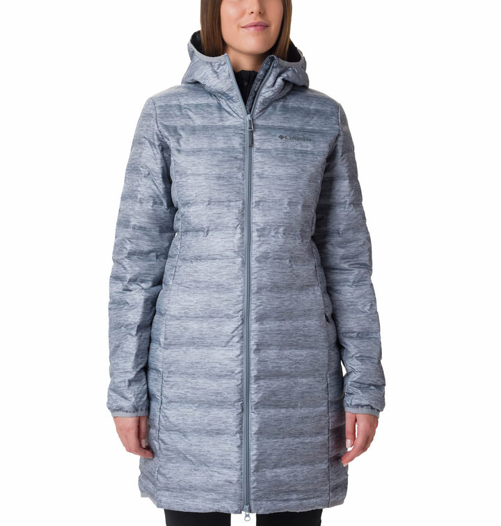 Columbia Damen Lake 22 Down Long Hooded Jacket Daunenjacke Mit Kapuze XL Tradewinds Grey Heather, XL