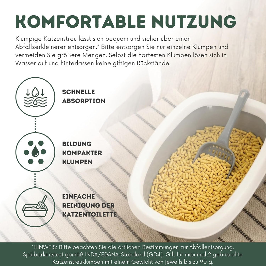 Super Benek Corn Cat Golden Pflanzliche Katzenstreu, 14 L, 8,8 kg | Klumpstreu aus Mais, Biologisch
