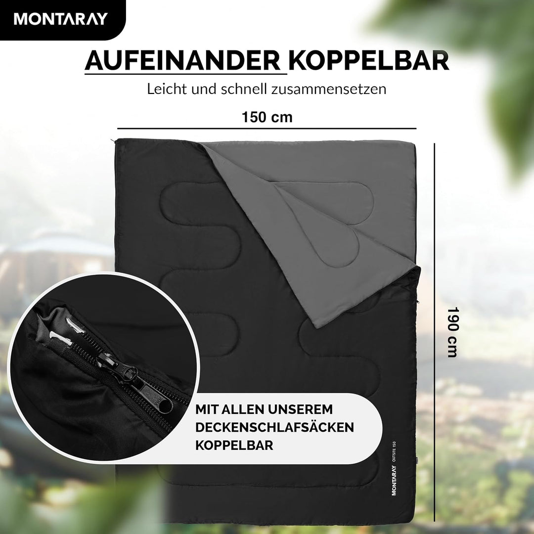Deckenschlafsack mit Kapuze bis -3°C INKL. Kissen - Outdoor Winter-Schlafsack &amp; Sommer-Schlafsack 3-