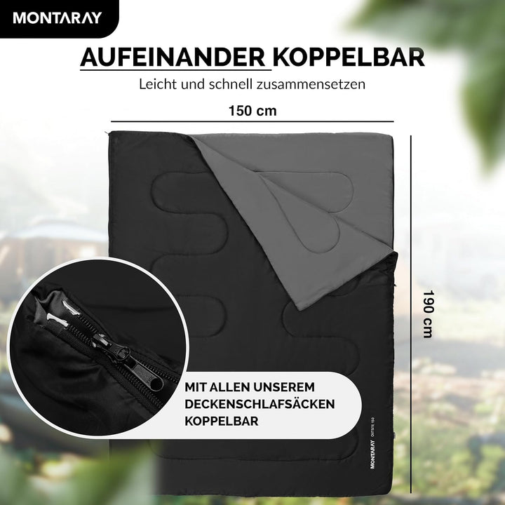 Deckenschlafsack mit Kapuze bis -3°C INKL. Kissen - Outdoor Winter-Schlafsack &amp; Sommer-Schlafsack 3-