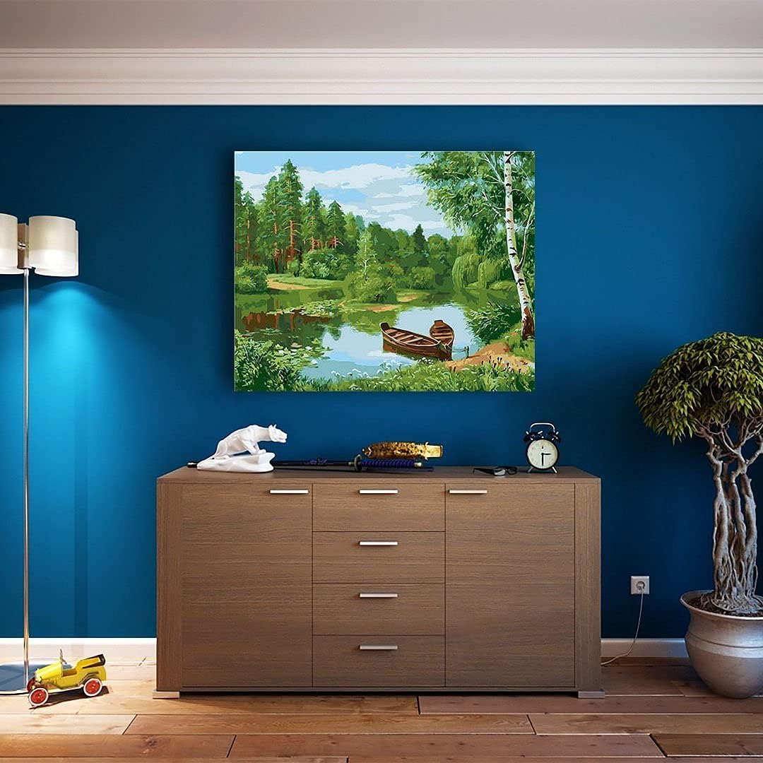 Artnapi Malen nach Zahlen Erwachsene mit Rahmen | DIY Handgemalt | Wald-Landschaft | Kit für Anfänge
