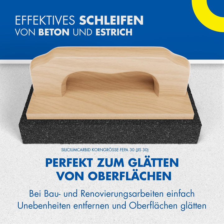 Zische Rutscher Schleifstein mit Griff 200x100x30 mm - für Beton- und Estrichoberflächen - robuster
