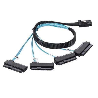 NFHK Internal 36 Pin Mini SAS SFF-8087 Host to 4 SFF-8482 Target SAS Hard Disk and SATA Power Cable