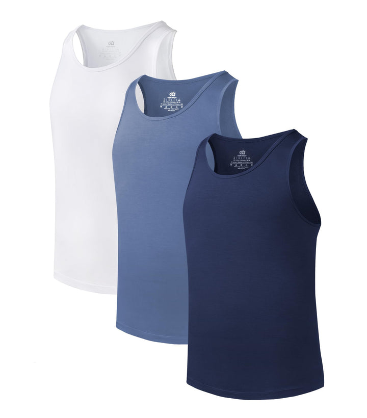 DAVID ARCHY 3/5er Pack Bambus Unterhemd Herren, Rundhalsausschnitt Mehrfarbig Tank Top Herren, Unter