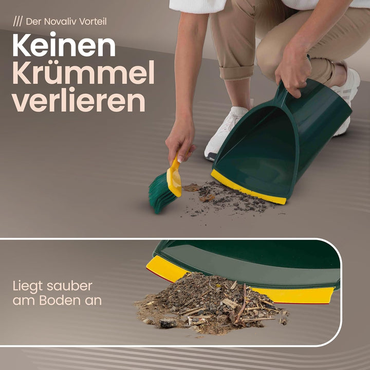 Novaliv Kehrgarnitur Jumbo Krallengarnitur 2-TLG Set Kunststoff Grün Gelb Gebogene Borsten Kehrset K