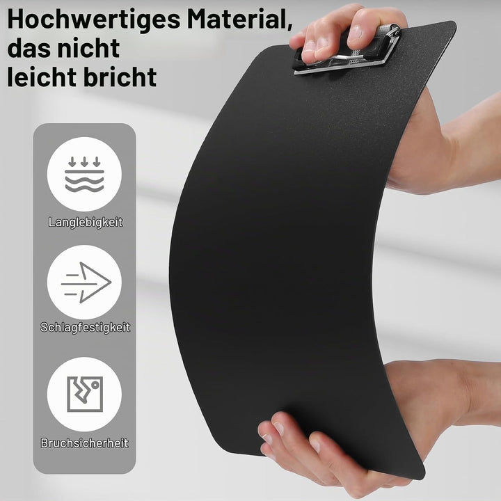 7er Klemmbrett A4, Kunststoff Klemmbrett mit Metalklemme, Einschiebbare Aufhängöse, Clipboard zum Au
