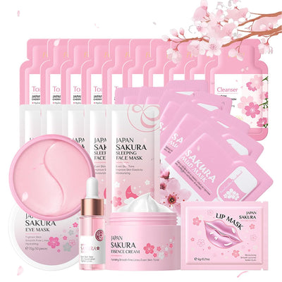 Hautpflege Set für Teenager-Mädchen, Japan Sakura Skincare Set, Anti-aging Gesichtspflege Set, Tägli