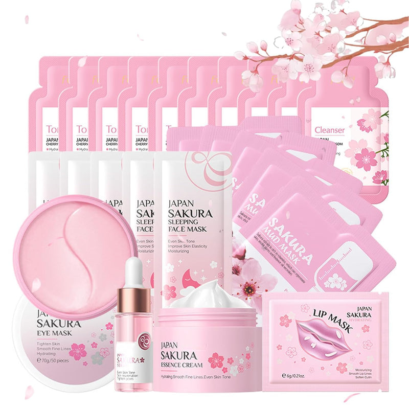 Hautpflege Set für Teenager-Mädchen, Japan Sakura Skincare Set, Anti-aging Gesichtspflege Set, Tägli