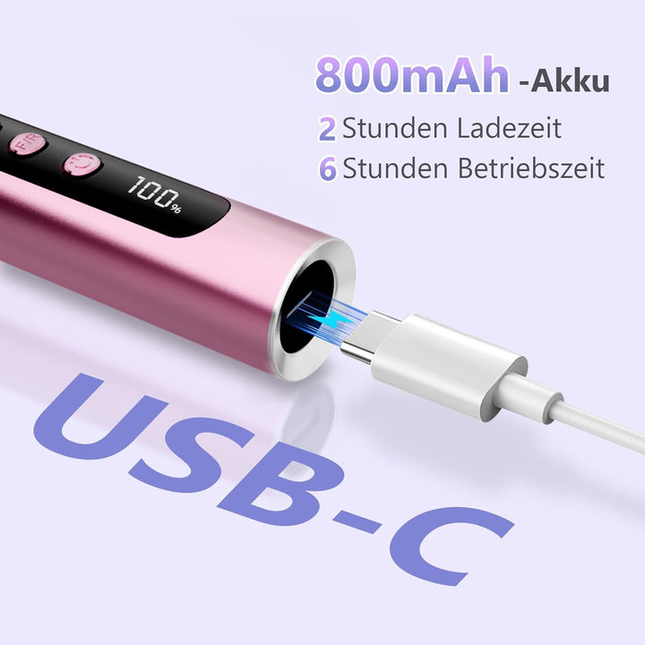 POFIBO Nagelfräser Kabellose 35000 U/Min Nagelfräser für Gelnägel - Professioneller Nail Drill für G